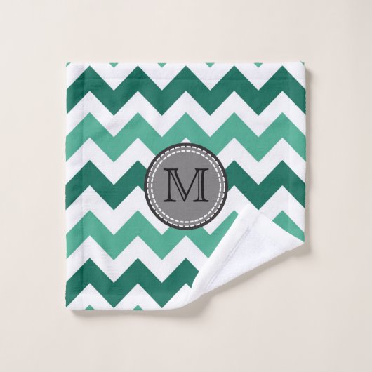 Türkisfarben und Zickzack Zigzag Monogramm Waschlappen (Waschlappen)