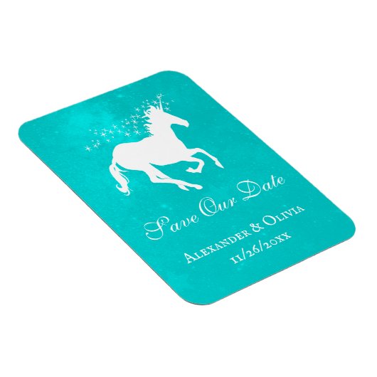 Türkisfarben Unicorn Speichern Sie das Datumsfenst Magnet (Rechte Seite)