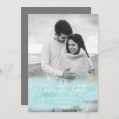 Türkisfarben Wasserfarbe Save the Date (Vorne/Hinten)