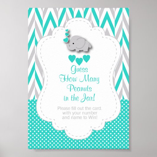 Türkisfarben, Weiß-Grau-Elefantenspiel - Anleitung Poster (Vorne)