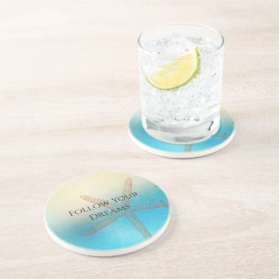 Türkisfarben Weiße Aquablau Seestern Strand Getränkeuntersetzer