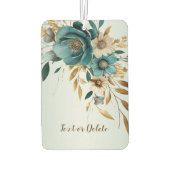 Türkisfarben Weiße Blume Goldene Blätter Elegant Autolufterfrischer (Rückseite)