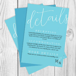 Türkisfarben, White Script-Hochzeitdetails Begleitkarte