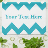 Türkisfarben Zickzack mit anpassbarem Text Geschirrtuch (Gefaltet)