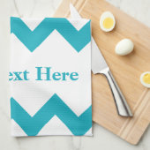 Türkisfarben Zickzack mit anpassbarem Text Geschirrtuch (Viertel Falte)