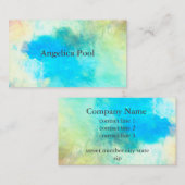 Türkisfarbene abstrakte Aquarellgestaltung Visitenkarte (Vorne/Hinten)
