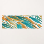 Türkisfarbene Abstrakte Fall Wasserfarbe Handgestr Yogamatte (Vorderseite (Horizontal))
