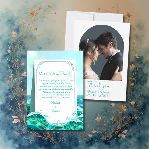 Türkisfarbene abstrakte Hochzeit Dankeskarte