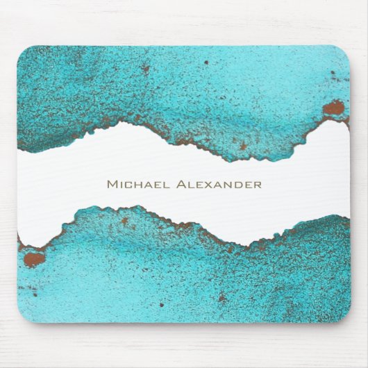 Türkisfarbene Abstrakte Kunst Mousepad (Vorne)