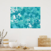 Türkisfarbene Abstrakte Kunstdrucke Swirt Poster (Küche)