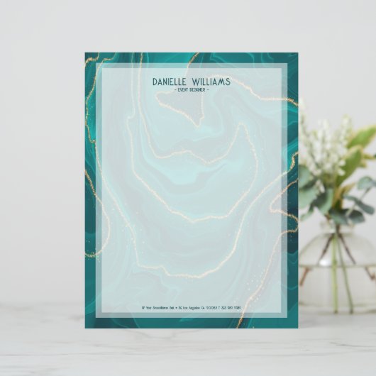 Türkisfarbene abstrakte Marmorstruktur Briefbogen (Stehend Vorderseite)