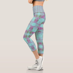 Türkisfarbene Abstrakte Pastell Personalisiert HCL Capri Leggings