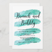 Türkisfarbene Abstrakte Streifen | Brunch und Bubb Einladung (Vorne/Hinten)