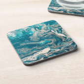 Türkisfarbene Abstrakte Untersetzer (Set von 6 Jah (Linke Seite)