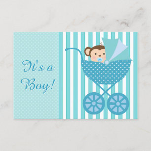 Türkisfarbene Affen-Baby-Party Einladung