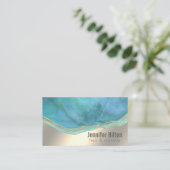 Türkisfarbene Agande-Geode berufliche Goldfolie Visitenkarte (Stehend Vorderseite)