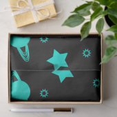 Türkisfarbene Alien Muster mit Sternen und Monden Seidenpapier (Geschenk)