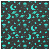 Türkisfarbene Alien Muster mit Sternen und Monden Stoff (Muster)