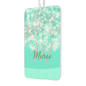 Türkisfarbene aquamarine Aqua-Monogramm Zusatz von Autolufterfrischer (Links)