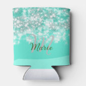 Türkisfarbene aquamarine Aqua-Monogramm Zusatz von Dosenkühler (Rückseite)