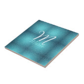 Türkisfarbene aquamarine Aqua-Monogramm Zusatz von Fliese (Seite)