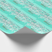 Türkisfarbene aquamarine Aqua-Monogramm Zusatz von Geschenkpapier (Ecke)