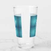 Türkisfarbene aquamarine Aqua-Monogramm Zusatz von Glas (Links)