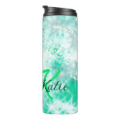 Türkisfarbene aquamarine Aqua-Monogramm Zusatz von Thermosbecher (Nach rechts gedreht)