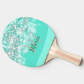 Türkisfarbene aquamarine Aqua-Monogramm Zusatz von Tischtennis Schläger (Seitenansicht)