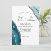 Türkisfarbene Aquamarine Aquarellfeier Einladung (Stehend Vorderseite)