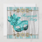 Türkisfarbene Aquamarine blaue Masquerade Party Ei Einladung (Vorderseite)