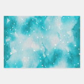 Türkisfarbene Aquamarine Himmelsstars Geschenkpapier Set (Vorderseite 2)