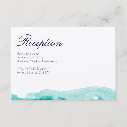 Türkisfarbene Aquamarine Hochzeitskarte Begleitkarte (Vorderseite)