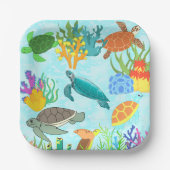 Türkisfarbene Aquamarine Meeresschildkröten Pappteller (Vorderseite)