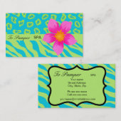 Türkisfarbene Aquamarine, rosa und grüne Zebra & G Visitenkarte (Vorne/Hinten)