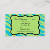 Türkisfarbene Aquamarine, rosa und grüne Zebra & G Visitenkarte (Rückseite)