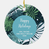 Türkisfarbene Aquamarine tropische Weihnachten Keramik Ornament (Hinten)