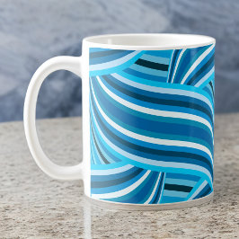 Türkisfarbene Aquamarine und blaue wirbelige Ribbo Jumbo-Tasse
