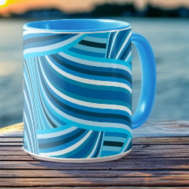 Türkisfarbene Aquamarine und blaue wirbelige Ribbo Tasse