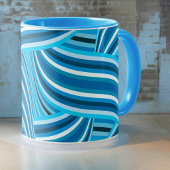 Türkisfarbene Aquamarine und blaue wirbelige Ribbo Tasse