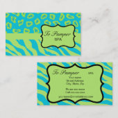 Türkisfarbene Aquamarine und grüne Zebra & Geparde Visitenkarte (Vorne/Hinten)