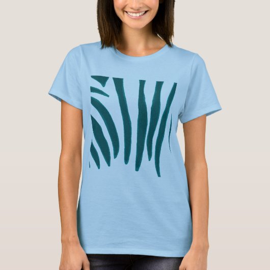 Türkisfarbene Aquamarine Zebrastreifen T-Shirts (Vorderseite)