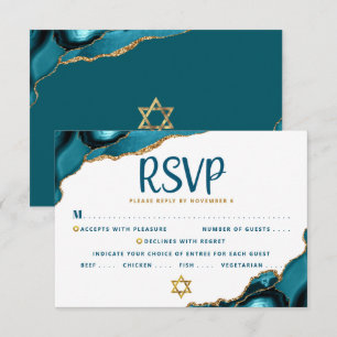 Türkisfarbene Bar Mizwa Agat Schrift Fett Modern RSVP Karte