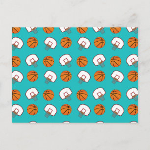 Türkisfarbene Basketball und Netzmuster Postkarte