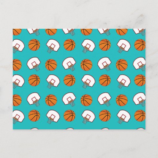 Türkisfarbene Basketball und Netzmuster Postkarte (Vorderseite)