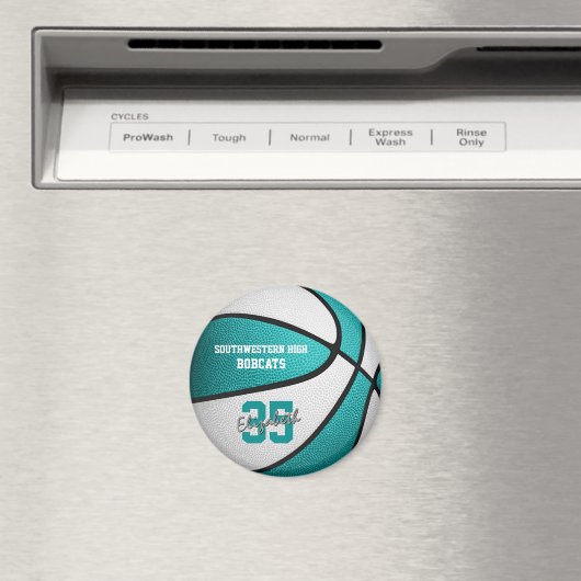 türkisfarbene Basketballsportgeschenke Magnet (In Situ (Geschirrspüler))