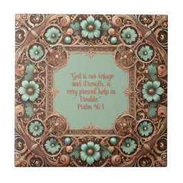 Türkisfarbene Bilderrahmen-Bibelversen aus Kupfer Fliese