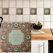 Türkisfarbene Bilderrahmen-Bibelversen aus Kupfer Fliese