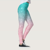 Türkisfarbene bis rosa Ober-Glitzer-Textur Leggings (Rechts)