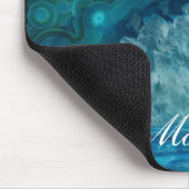 Türkisfarbene Blaue Achat-Geode-Monogramm-Name Mousepad (Ecke)